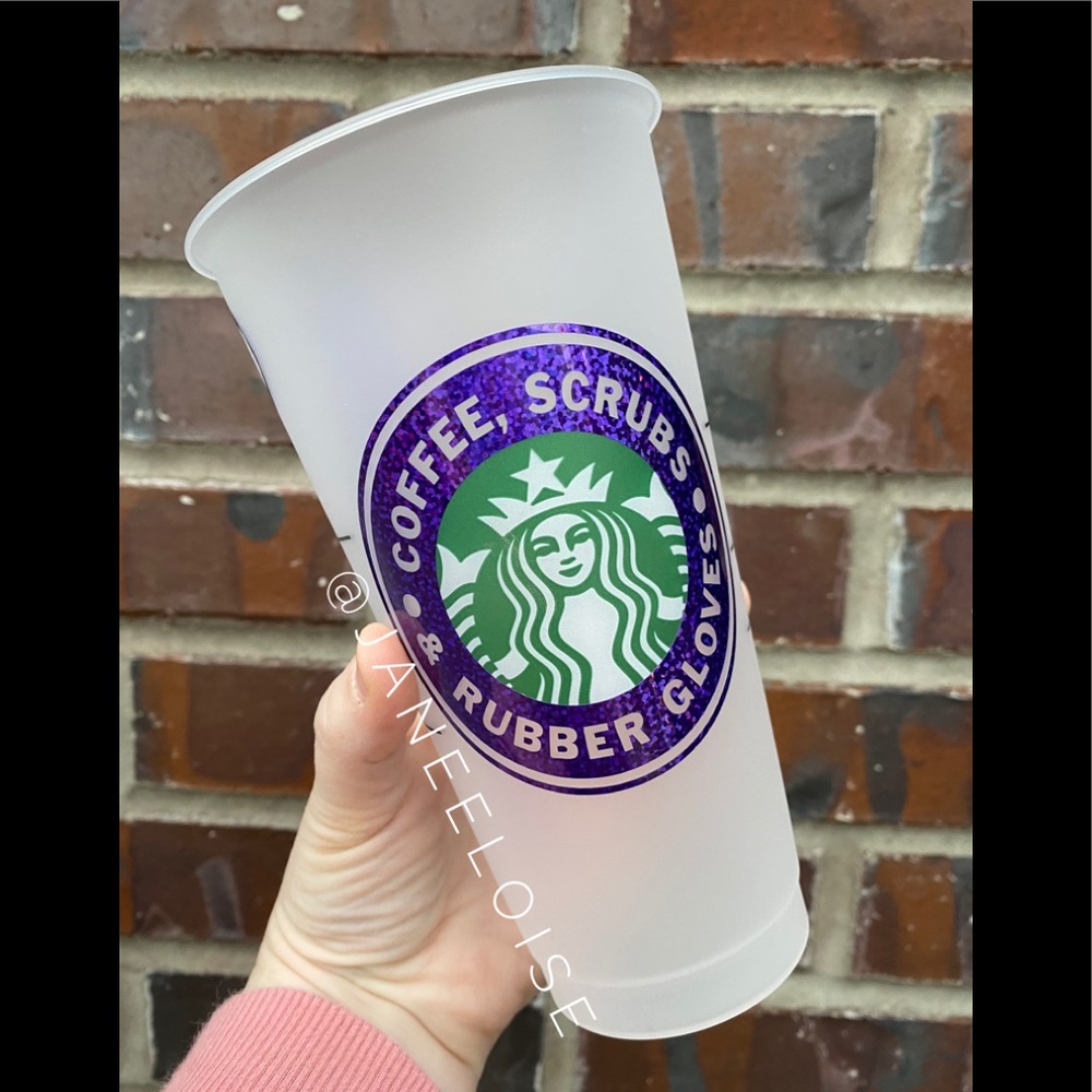 Coffee, Scrubs & Rubber Gloves Custom Name Cup🩺